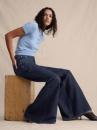 High-Rise Wide-Leg Lightweight Palazzo Jean