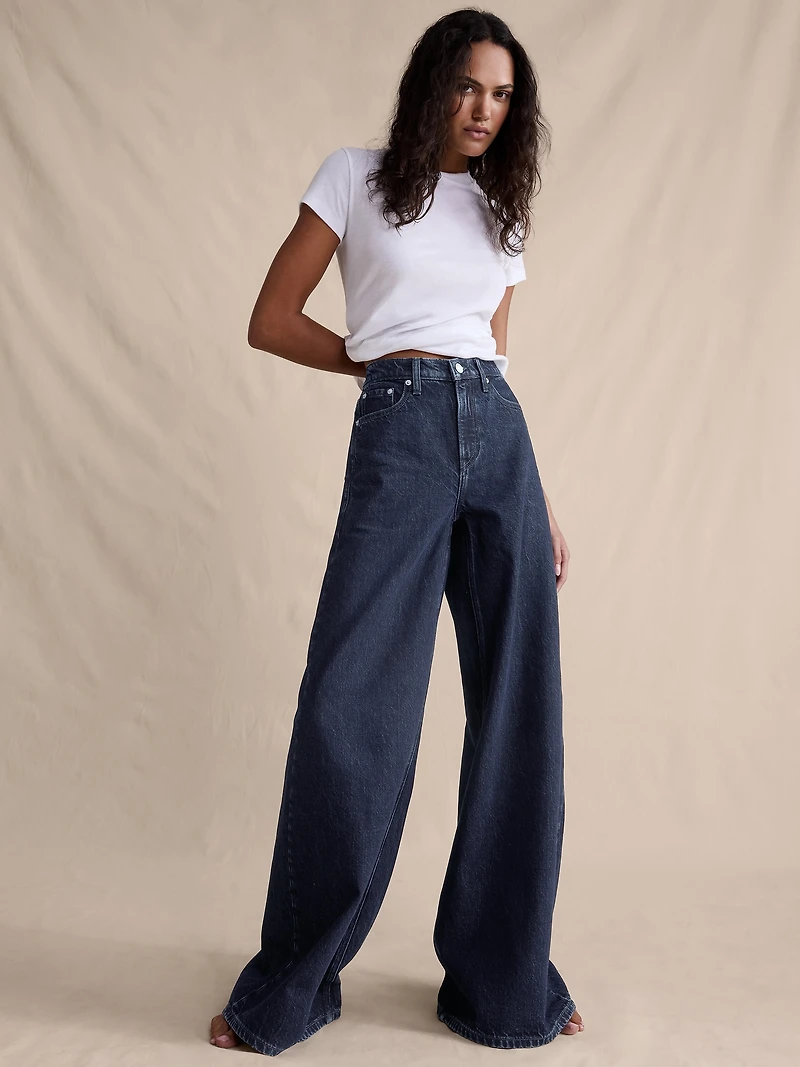 High-Rise Wide-Leg Lightweight Palazzo Jean