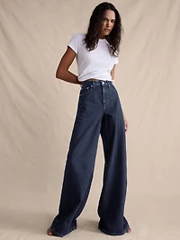 High-Rise Wide-Leg Lightweight Palazzo Jean