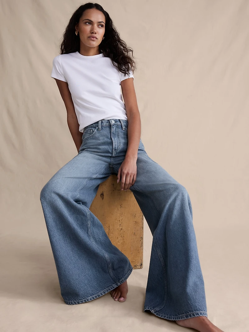 High-Rise Wide-Leg Lightweight Palazzo Jean