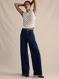 High-Rise Wide-Leg Jean with Raw Hem