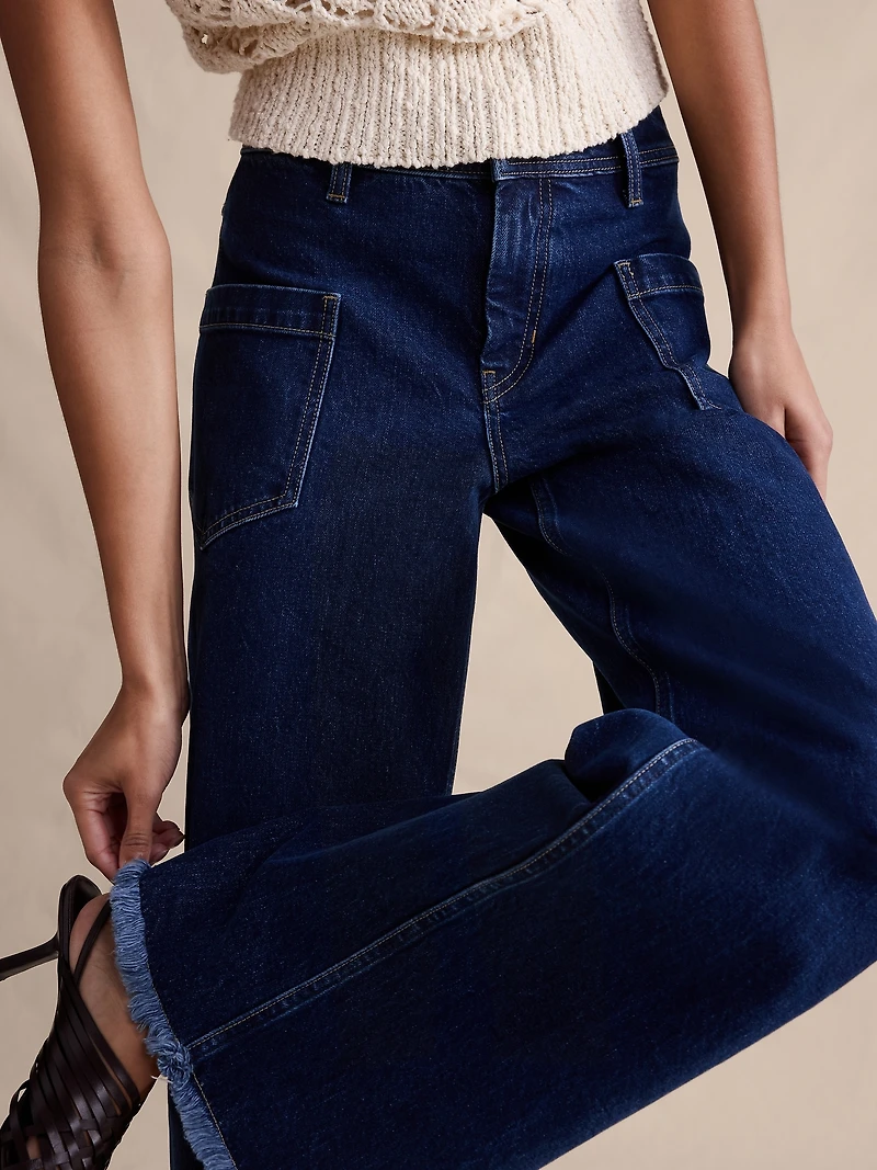 High-Rise Wide-Leg Jean with Raw Hem
