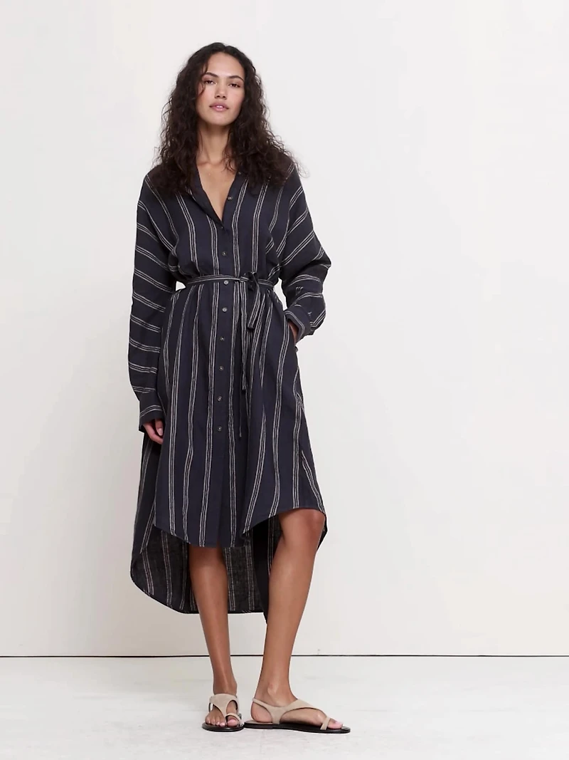 Linen Midi Shirt Dress
