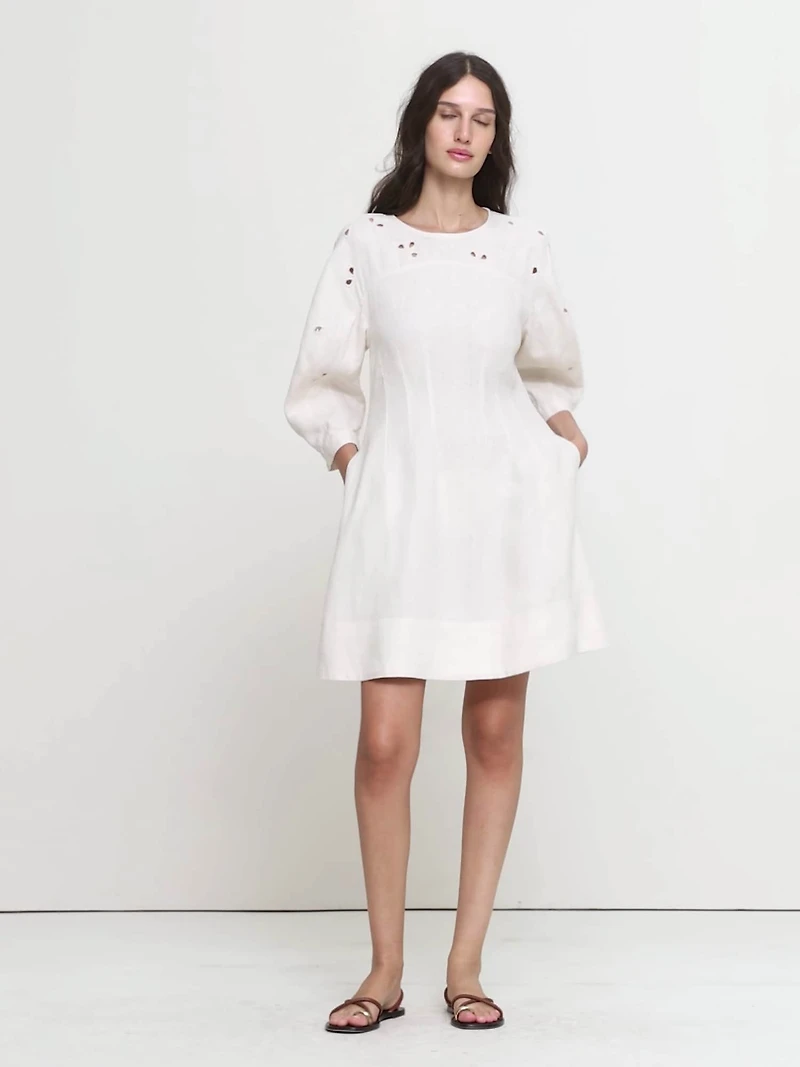 Eyelet Linen Mini Dress