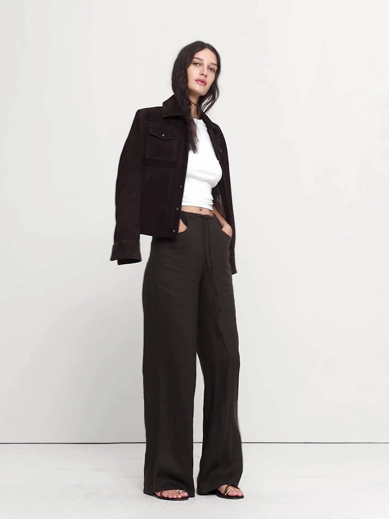 The Studio Wide-Leg Drawstring Pant Linen