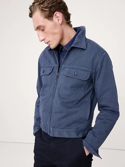 Cotton Twill Mechanic's Jacket with Corduroy Collar