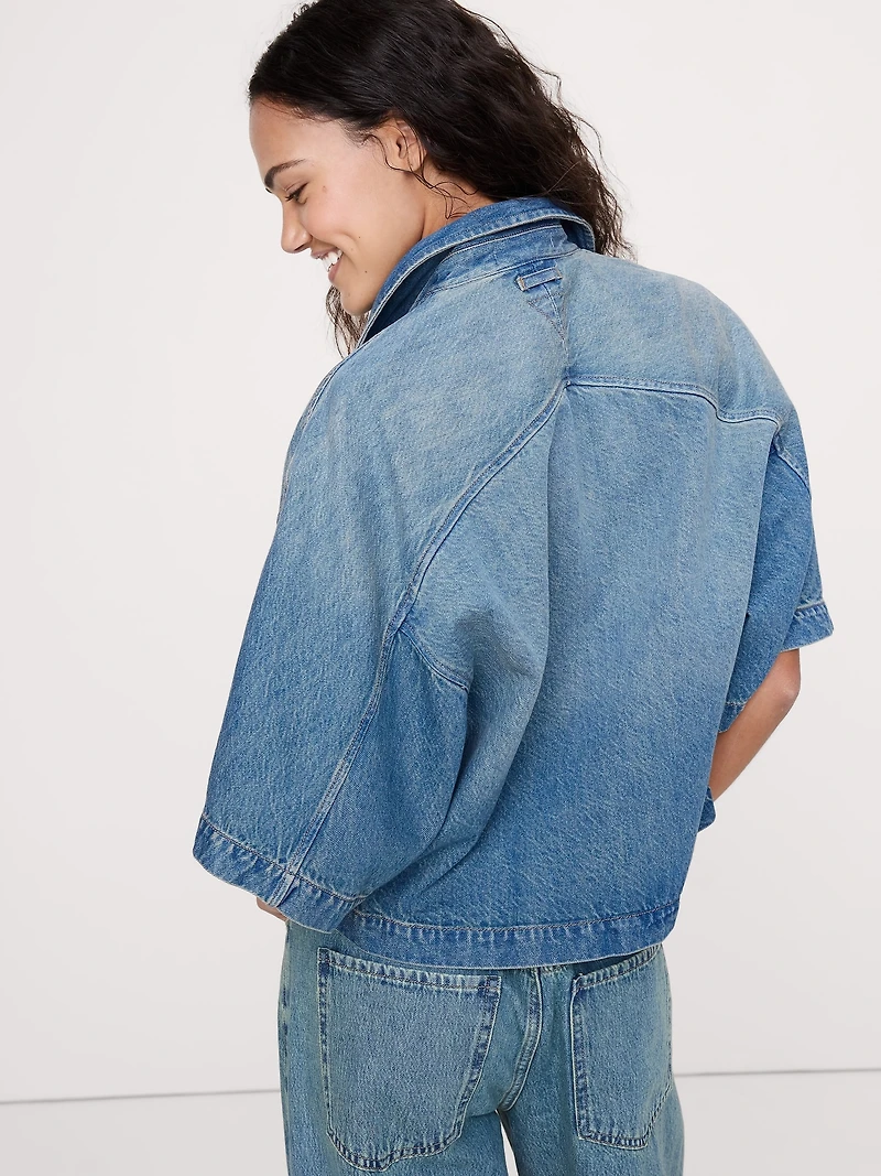 Boxy Crop Denim Shirt