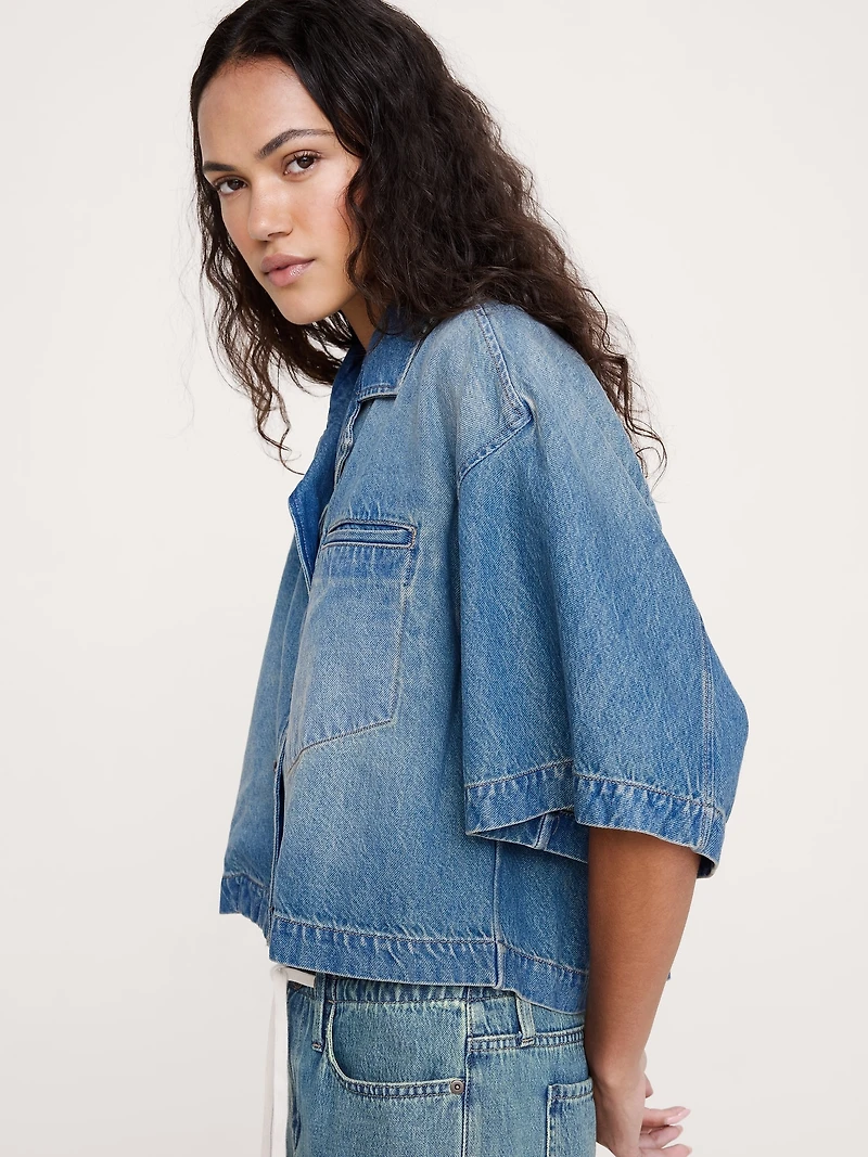 Boxy Crop Denim Shirt
