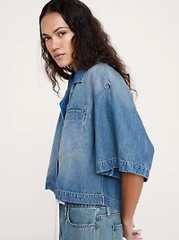 Boxy Crop Denim Shirt