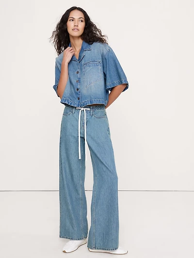 Boxy Crop Denim Shirt