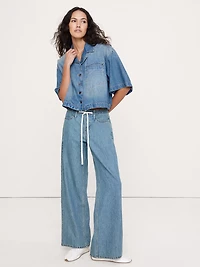 Boxy Crop Denim Shirt