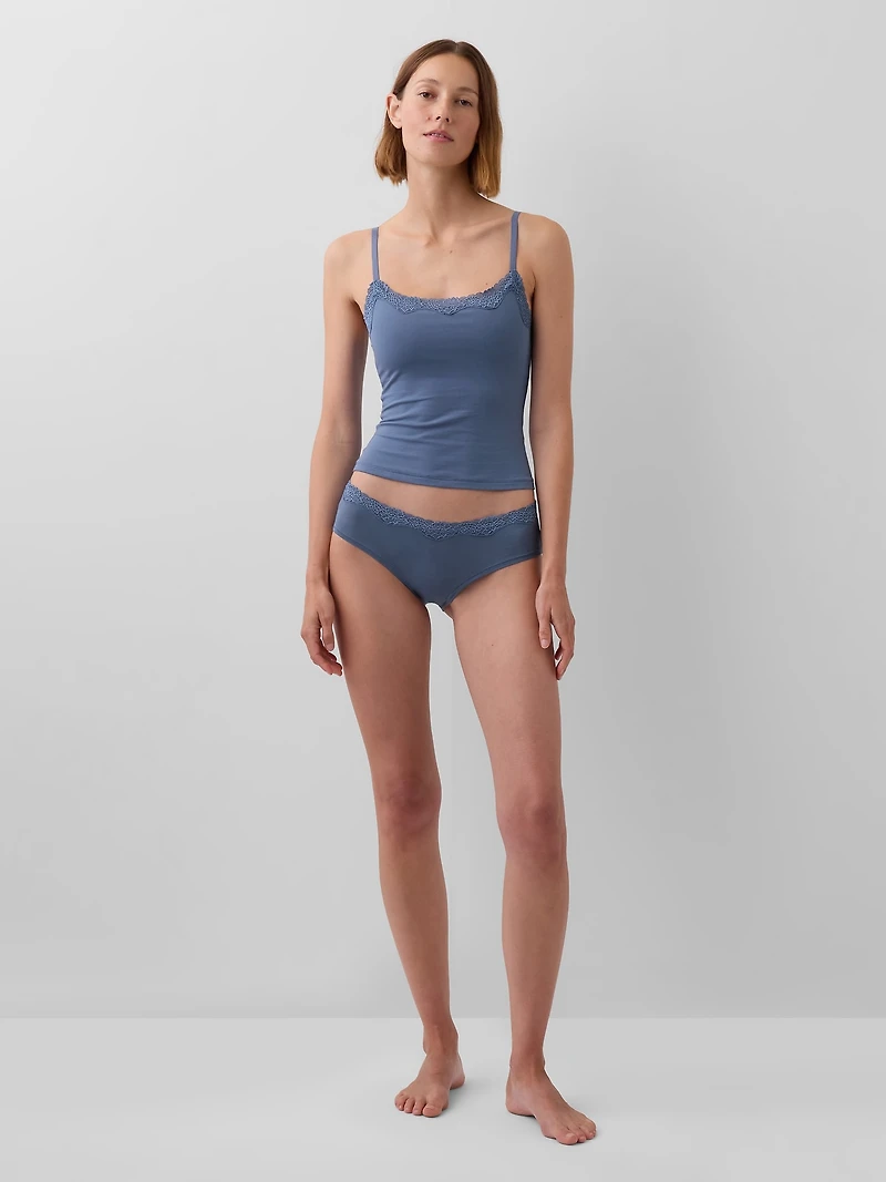 Organic Stretch Cotton Lace-Trim Cami