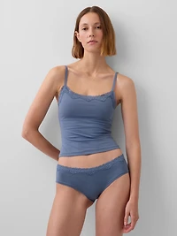 Organic Stretch Cotton Lace-Trim Cami