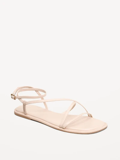 Strappy Faux-Leather Sandals