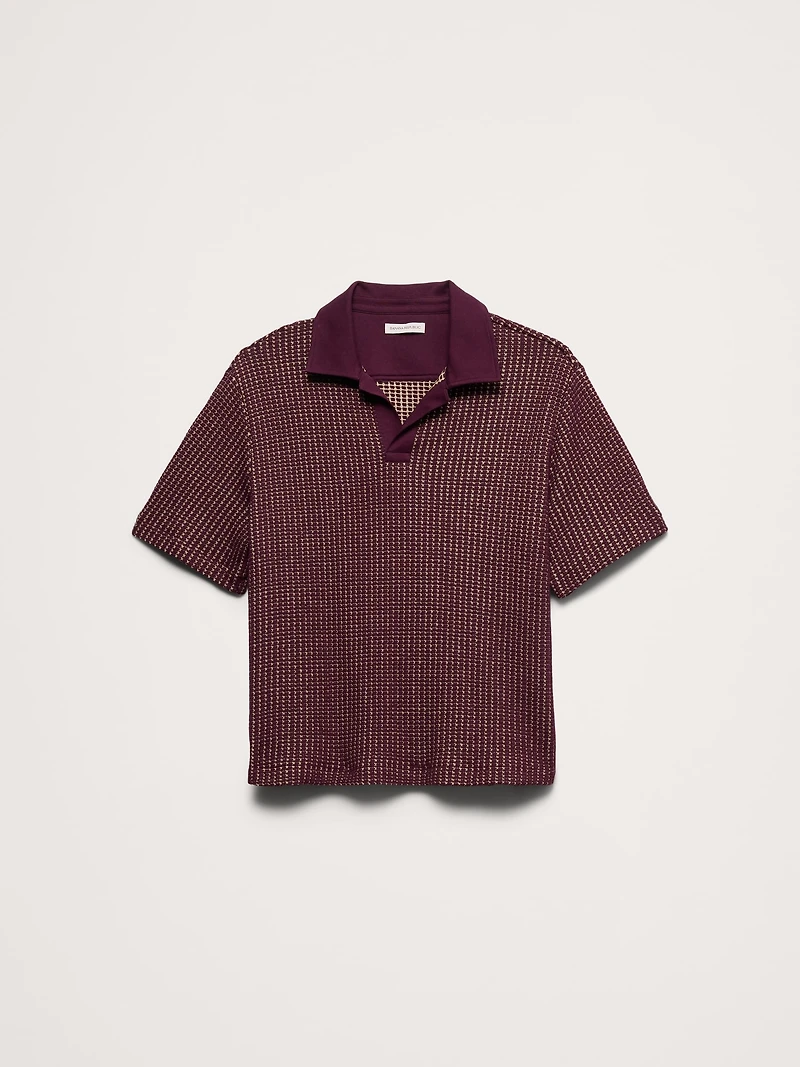 Relaxed-Fit Waffle-Knit Polo