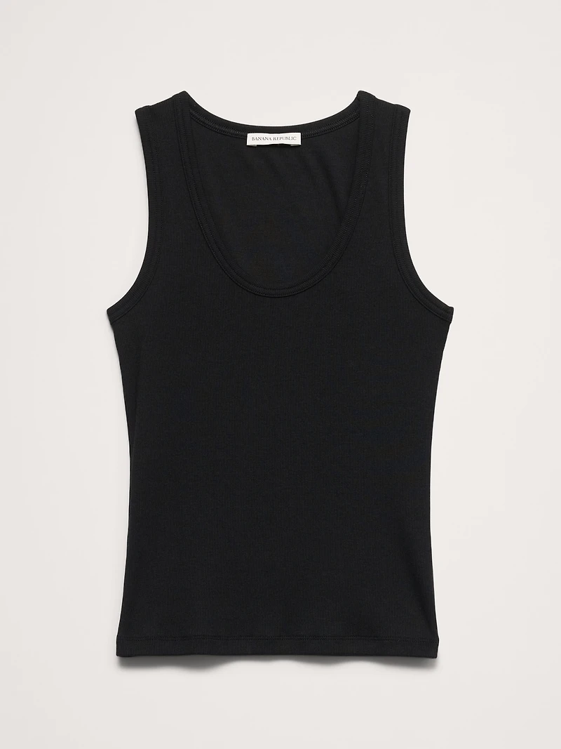 Ribbed Scoop-Neck Tank