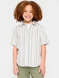 Short-Sleeve Striped Pocket Oxford Shirt for Boys