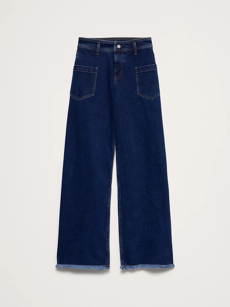 High-Rise Wide-Leg Jean with Raw Hem