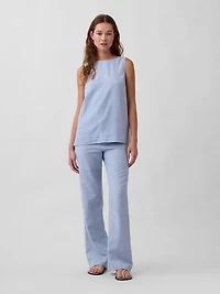 Linen-Blend Shell Tank Top