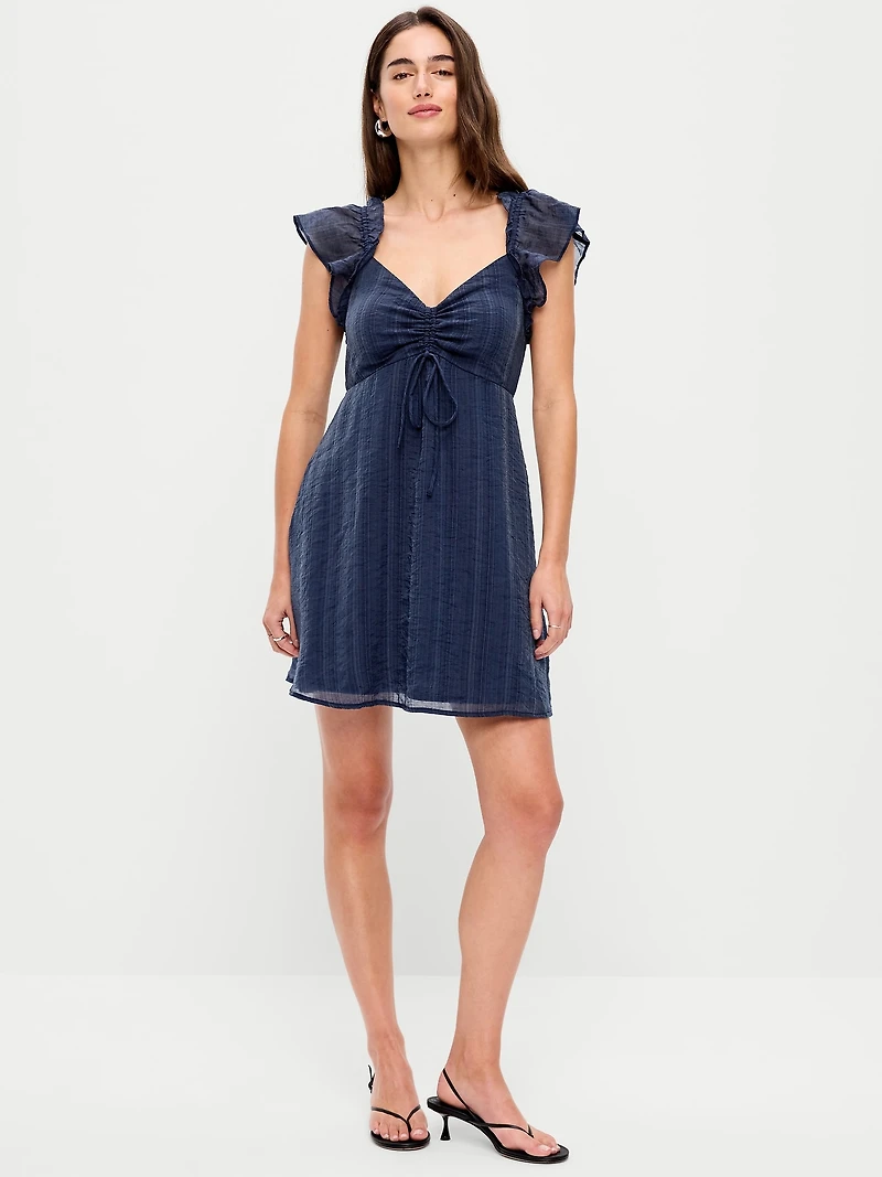 Flutter-Sleeve Fit & Flare Mini Dress