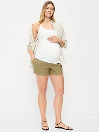 Short en mélange de lin de maternité, entrejambe de 9 cm