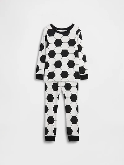 Pyjama en coton biologique brossé à motifs de soccer pour Bébé et Tout-petit