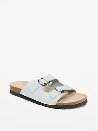 Faux-Suede Double-Strap Slide Sandals for Women