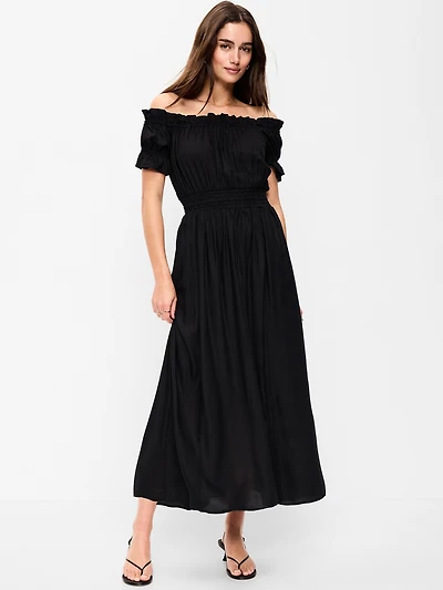 Off-The-Shoulder Boho Maxi Dress