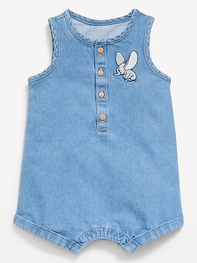 Disney© Dumbo Unisex Sleeveless Henley One-Piece Romper for Baby