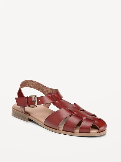Faux-Leather Fisherman Sandals