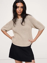 Cotton Puff-Sleeve Sweater