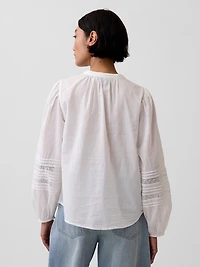 Lace-Trim Pintuck Top