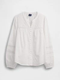 Lace-Trim Pintuck Top