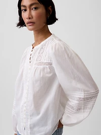 Lace-Trim Pintuck Top