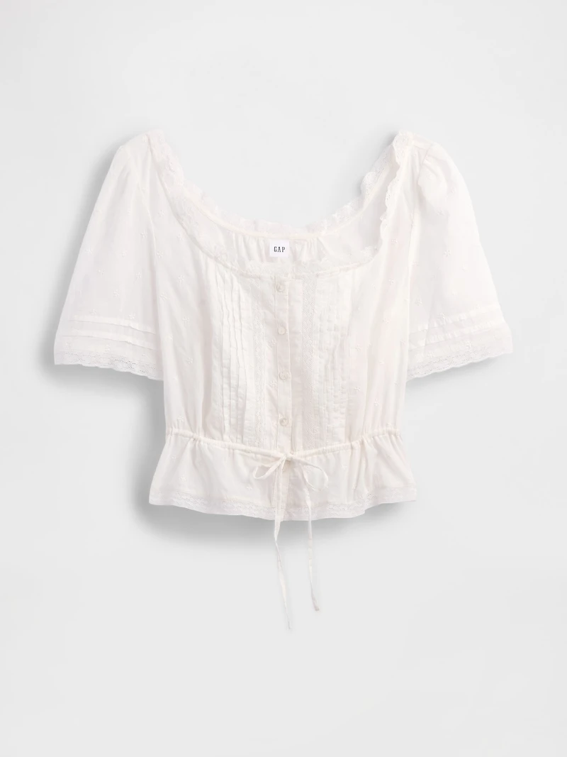 Lace-Trim Peplum Top