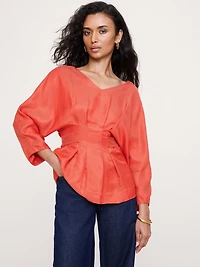 Viscose-Linen Pleated Top
