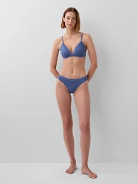 Organic Stretch Cotton Lace-Trim Thong