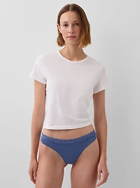 Organic Stretch Cotton Lace-Trim Thong