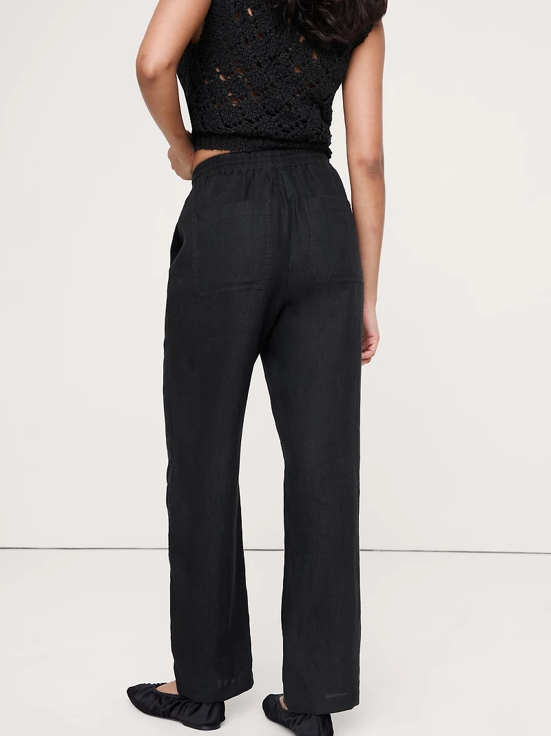 The Getaway Straight-Leg Pull-On Pant Linen