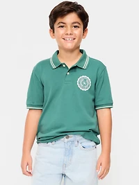 Short-Sleeve Pique Graphic Polo Shirt for Boys