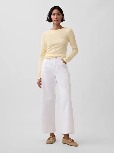 High Rise Stride Wide-Leg Ankle Jeans