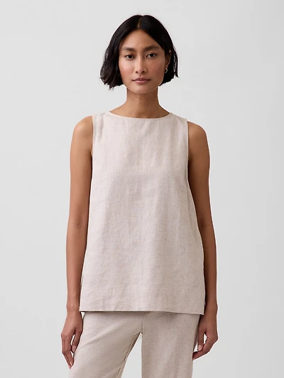 Linen-Blend Shell Tank Top