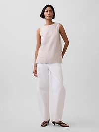 Linen-Blend Shell Tank Top