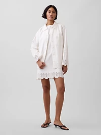 Eyelet Hem Relaxed Shirt Jacket