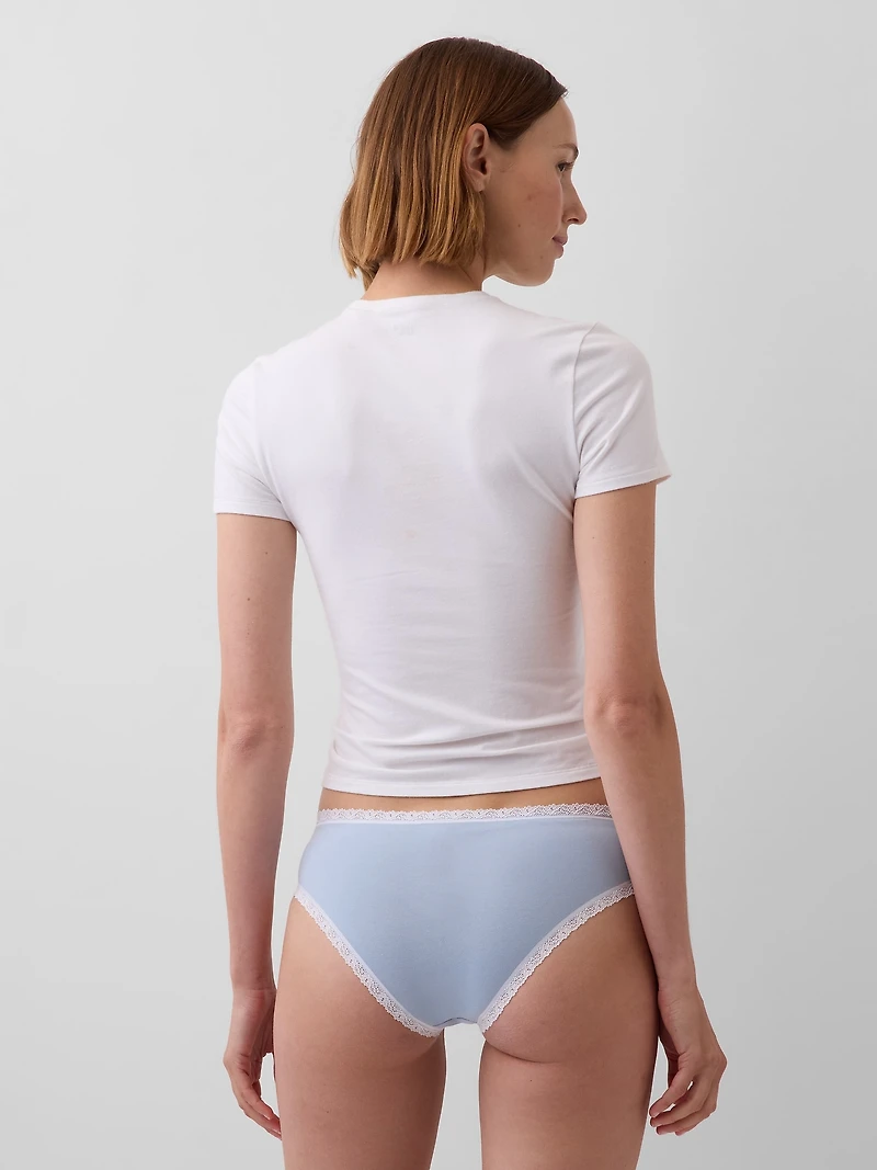 Organic Stretch Cotton Lace-Trim Hipster