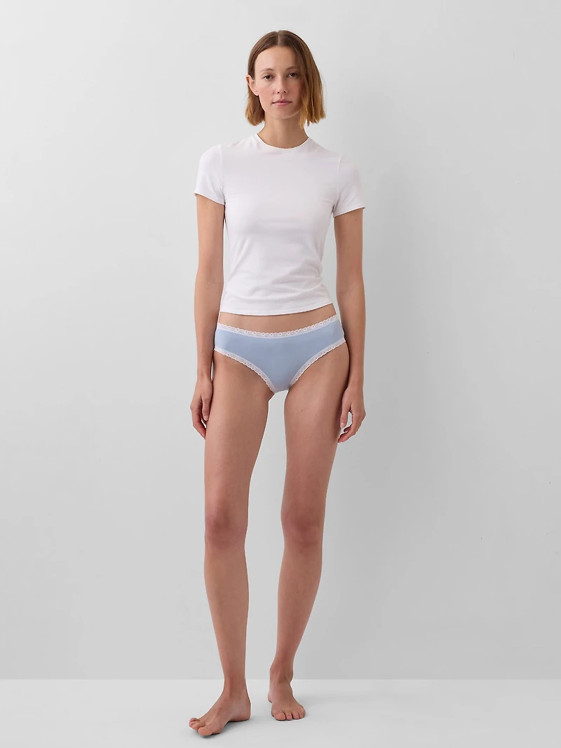 Organic Stretch Cotton Lace-Trim Hipster