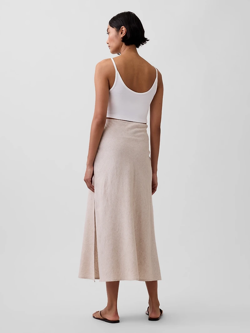 Linen-Blend Maxi Slip Skirt