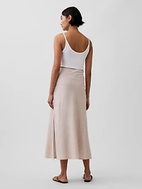 Linen-Blend Maxi Slip Skirt