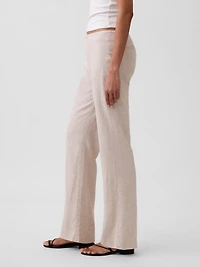 Low Rise Linen-Blend Flare Pants