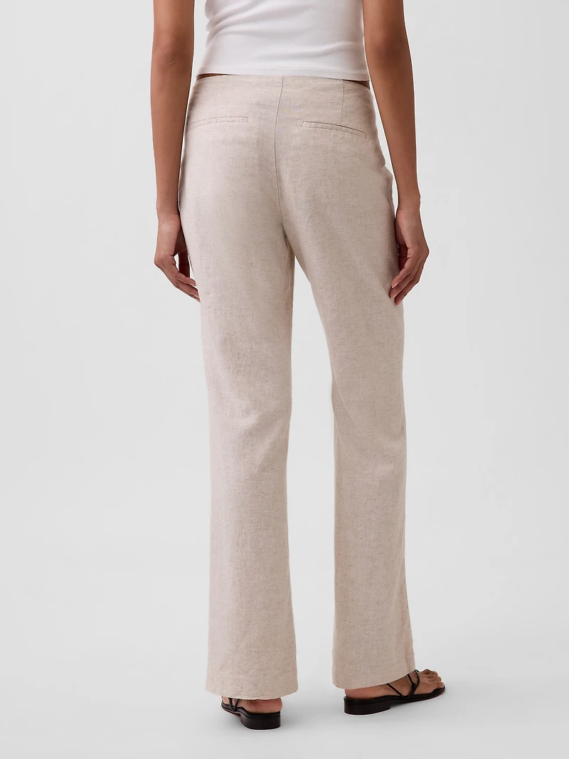 Low Rise Linen-Blend Flare Pants